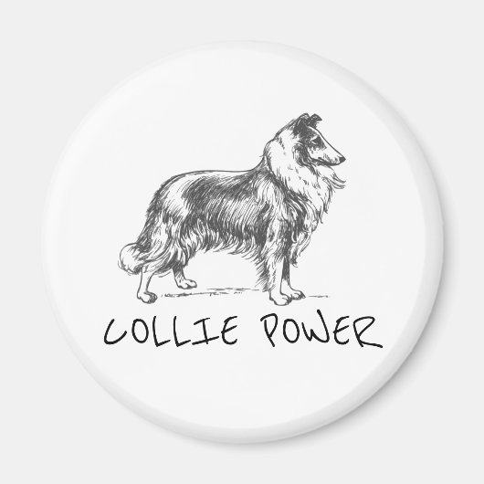 Aimant Collie chien "collie power" (Devant)