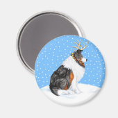 Aimant Collie Christmas Reindeer Tri (Recto/Verso)