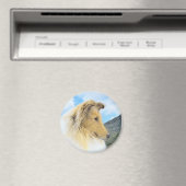 Aimant Collie en Montagne (Rough) Peinture - Chien Art (In Situ (Lave-vaisselle))