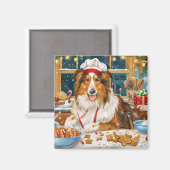 Aimant Collie Holiday Baking : Festive Christmas (Recto/Verso)
