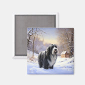 Aimant Collie Laisser Il Neige Noël (Recto/Verso)