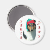 Aimant Collie (lisse) Père Noël Paws (Recto/Verso)