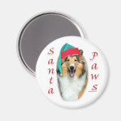 Aimant Collie (rude) Père Noël Paws (Recto/Verso)