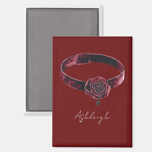 Aimant Collier Floral Rouge (Recto/Verso)