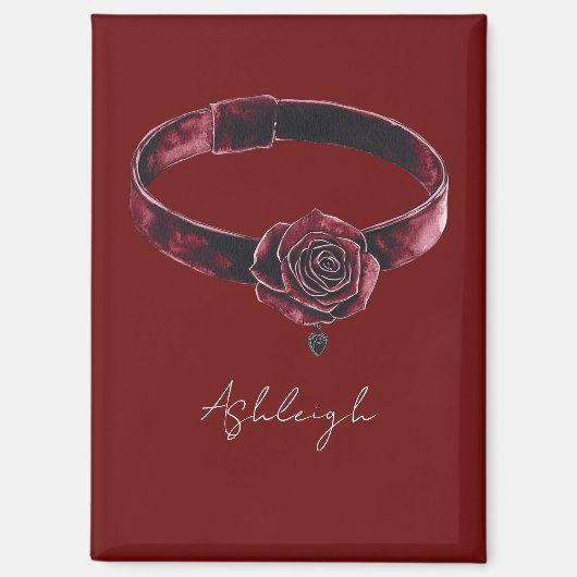 Aimant Collier Floral Rouge à Col (Recto)