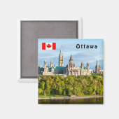 Aimant Colline du Parlement à Ottawa - Ontario, Canada (Recto/Verso)