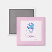 Aimant Colombe de baptême d'adulte sur rose (Recto/Verso)