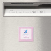 Aimant Colombe de baptême d'adulte sur rose (In Situ (Lave-vaisselle))