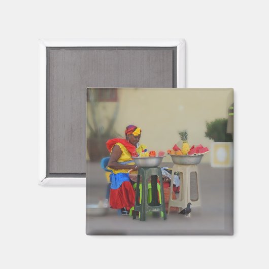Aimant Colombie - Vendeur de fruits des Caraïbes (Recto/Verso)