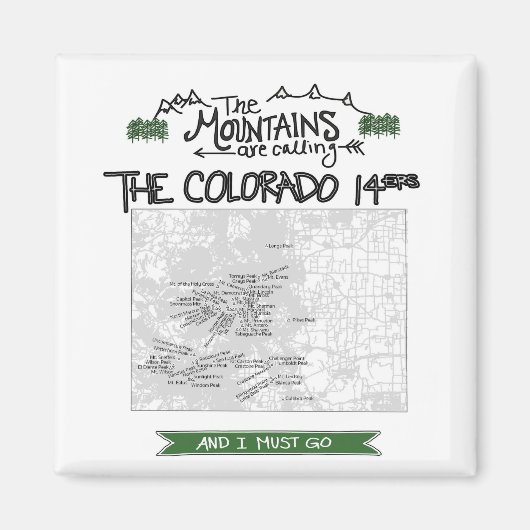 Aimant Colorado 14ers Fourteeners Design (Devant)
