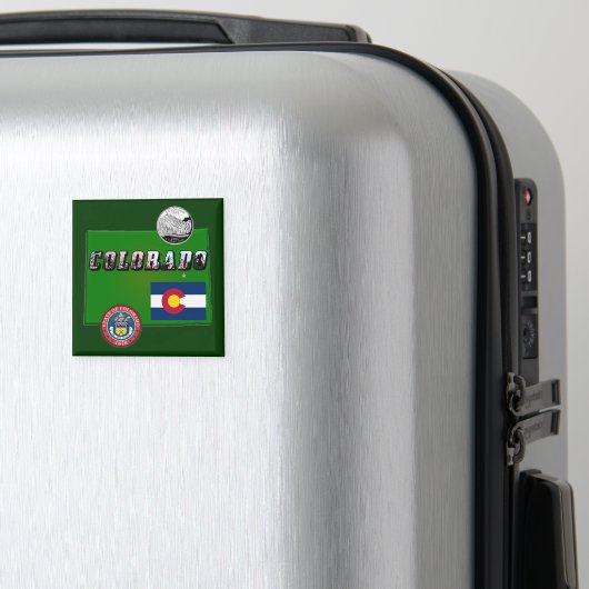 Aimant Colorado Texte, Drapeau, Sceau, Trimestre, Carte (In Situ (Bagages))