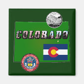 Aimant Colorado Texte, Drapeau, Sceau, Trimestre, Carte (Devant)