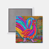 Aimant Coloré Abstrait Cartoon Barn Rooster (Recto/Verso)