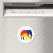 Aimant Coloré Spray Peinture Eléphant Silhouette ronde (In Situ (Lave-vaisselle))