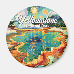 Aimant Coloré Yellowstone Hot Spring Van Gogh Vintage