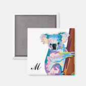 Aimant Colorée Pop Art Koala Monogrammé (Recto/Verso)