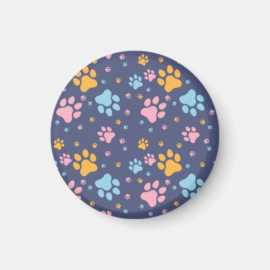 Aimant Colorful Animal Paw Prints Pattern (Devant)