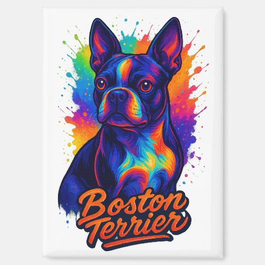 Aimant Colorful Boston Terrier Pop Art Portrait (Recto)