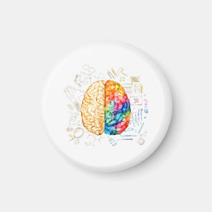 Aimant Colorful Brain - Science And Art - Neuroscience Ne