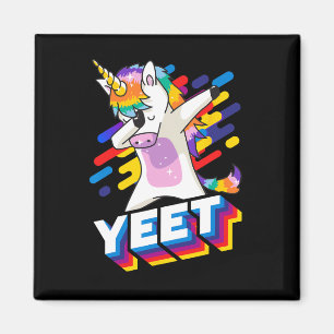 Aimant Colorful Dabbing Dancing Unicorn Célébration Yeet