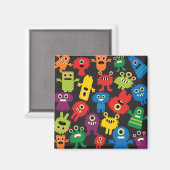 Aimant Colorful Fun Monsters Créatures Motif (Recto/Verso)