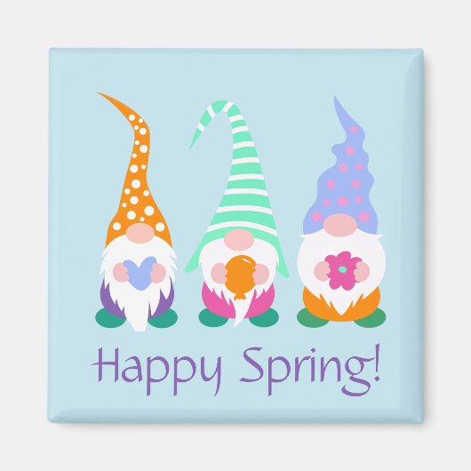 Aimant Colorful Happy Spring Gnomes Salutations (Devant)
