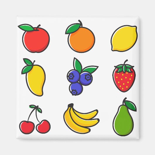Aimant Colorful Mixed Fruit Pattern (Devant)