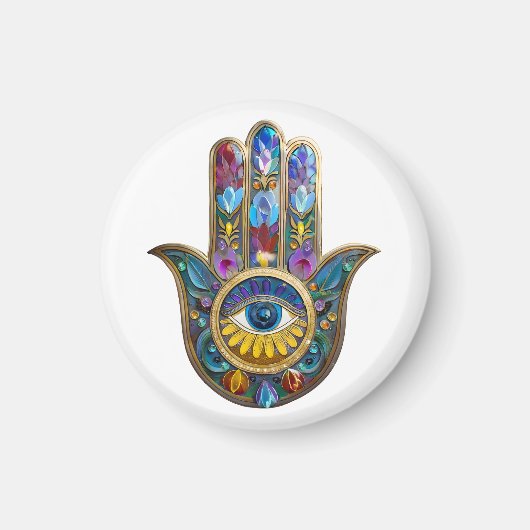 Aimant Colorful Petals Leaves Hamsa Sapphire Third Eye (Devant)