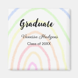 Aimant Colorful rainbow Boho graduation ajouter nom année