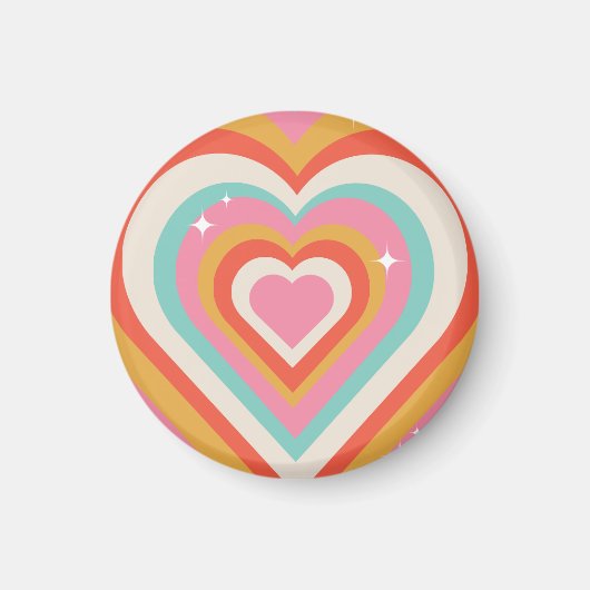 Aimant Colorful Retro Hearts with Sparkles | Valentine (Devant)