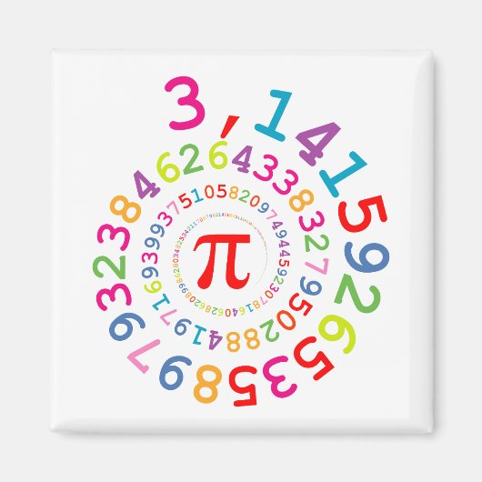 Aimant Coloris de couleurs originaux des chiffres Pi numé (Devant)