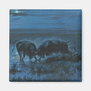 Aimant Combat au clair de lune (Combat de buffles d'eau)