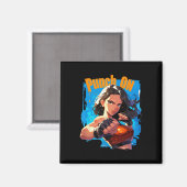 Aimant Combat de boxe thaïlandaise féminine forte Punch (Recto/Verso)