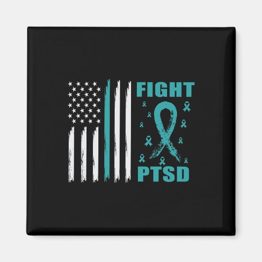 Aimant Combattre Le Ruban Turquoise Ptsd Et Son Indicateu (Devant)