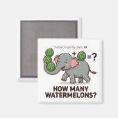 Aimant Combien de pastèques? Jeu de maths de l'éléphant (Recto/Verso)