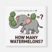 Aimant Combien de pastèques? Jeu de maths de l'éléphant (Devant)