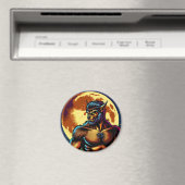 Aimant Comic Book Style Werewolf devant la Pleine lune (In Situ (Lave-vaisselle))