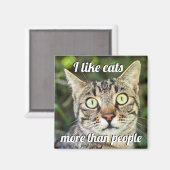 Aimant Comme les chats plus que les gens les yeux verts c (Recto/Verso)