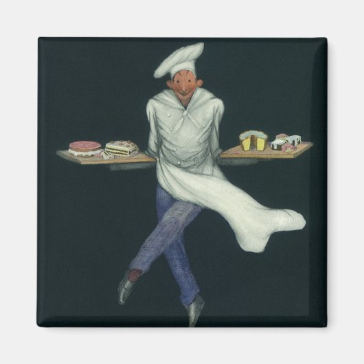 Aimant Commerce alimentaire vintage, boulanger avec desse (Devant)