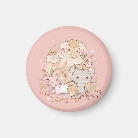 Aimant Compagnons pastel en fleurs (Devant)