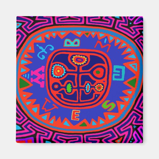 Aimant Compas Mola indienne de Kuna (Devant)