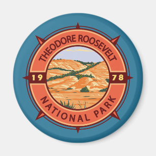 Aimant Compas rétro du parc national Theodore Roosevelt
