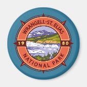 Aimant Compas rétro du parc national Wrangell St Elias (Devant)