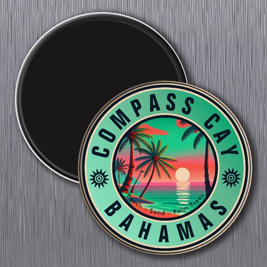 Aimant Compass Cay Bahamas Retro Seagull Souvenir 1950