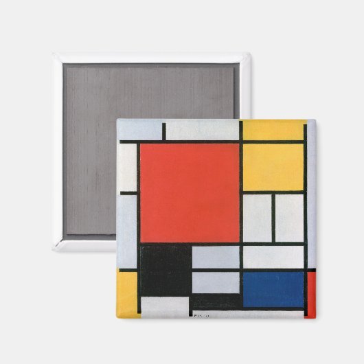 Aimant Composition Abstraite vintage par Piet Mondrian (Recto/Verso)