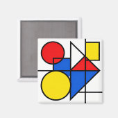 Aimant Composition de couleurs primaires de Mondrian (Recto/Verso)
