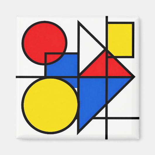 Aimant Composition de couleurs primaires de Mondrian (Devant)