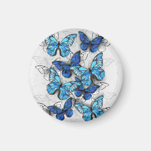 Aimant Composition de papillons blancs et bleus