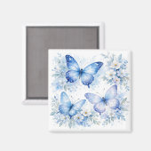 Aimant Composition florale Papillon Bleu (Recto/Verso)