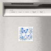 Aimant Composition florale Papillon Bleu (In Situ (Lave-vaisselle))